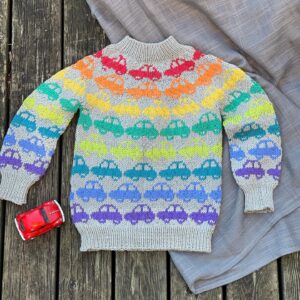 Cars in a row sweater (Bilkø genseren) english version